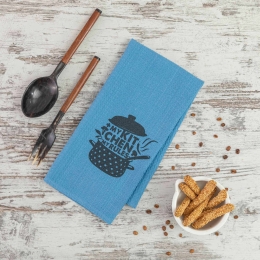Borea Ποτηρόπανα Κουζίνας Waffle Digital Print 50 x 70 cm Μπλε