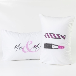 Borea Ζεύγος Μαξιλαροθήκες Tie&Lipstick (2) 50 x 70 cm Λευκό