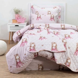 Borea Κουβερλί Σετ Little Queen Μονό 160 x 220 cm + 50 x 70 cm Ροζ