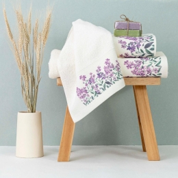 Borea Πετσέτες Σετ 3ΤΜΧ Forget me Not 70 x 140 / 50 x 90 / 30 x 50 cm Λευκό