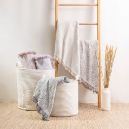 Borea Ριχτάρι Βαμβακερό Τριθέσιο Boho 180 x 300 cm Εκρού