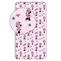 Borea Σεντόνι Βαμβακερό Minnie Μονό Με Λάστιχο 90 x 200 cm + 25 cm Ροζ