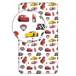 Borea Σεντόνι Βαμβακερό Cars Μονό Με Λάστιχο 90 x 200 cm + 25 cm Λευκό