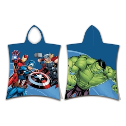 Borea Παιδικό Πόντσο Βαμβακερό Βελούδινο Avengers 320gsm 50 x 115 cm Μπλε