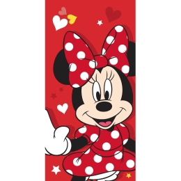 Borea Πετσέτα Θαλάσσης Βαμβακερή Βελούδινη Hello Minnie 320gsm 70 x 140 cm Κόκκινο