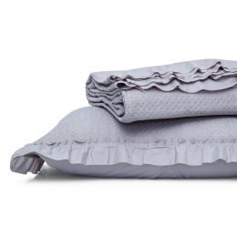 Borea Κουβερλί Μονόχρωμο Σετ Anais Υπέρδιπλο 220 x 240 cm + (2) 50 x 70 cm Γκρι