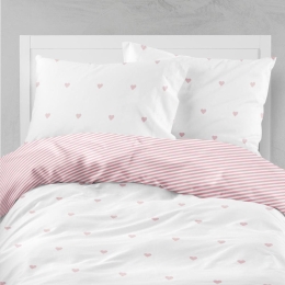 Borea Σεντόνι Mix & Match Hearts Διπλό 220 x 240 cm Ροζέ