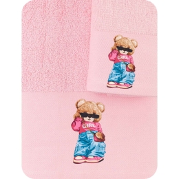 Borea Πετσέτες Σετ 2ΤΜΧ Teddy Girl 70 x 120 / 30 x 50 cm Ροζ