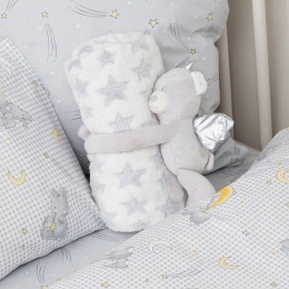 Borea Κουβέρτα Αγκαλιάς Σετ Κουκλάκι Angel Bear Γκρι 75 x 100 cm Γκρι
