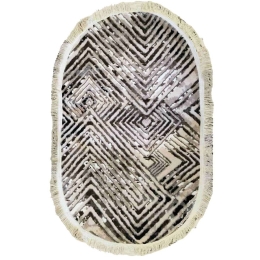 Eco-Carpet Μοντέρνο Χαλάκι Οβάλ με Κρόσια 60x100 - Iris Μπεζ