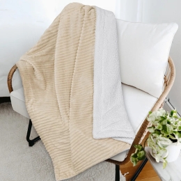 Bonsai Home Κουβέρτα Γούνινη/Προβατάκι Μονή 160x220 - Stripe Rabbit Fur Μπεζ