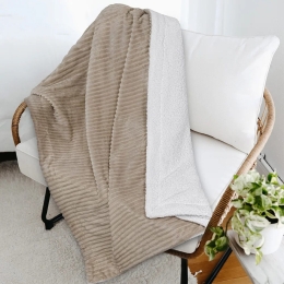 Bonsai Home Κουβέρτα Γούνινη/Προβατάκι Μονή 160x220 - Stripe Rabbit Fur Γκρεζ Taupe