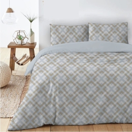 Ariete Casa Σετ Σεντόνια Βαμβακερά Πεννιέ Μονά 160x240 - Geometric Καφέ Ανοιχτό