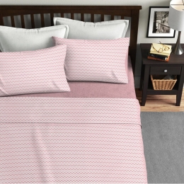 Ariete Casa Σετ Σεντόνια Υπέρδιπλα 220×240 - Zig Zag Ροζ