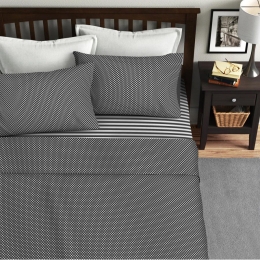 Ariete Casa Σετ Σεντόνια Μονά 160×240 - Ριγέ/Πουά Ανθρακί