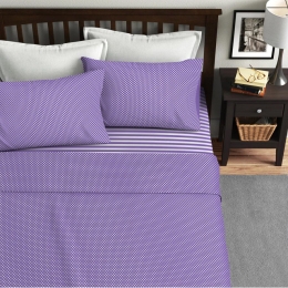 Ariete Casa Σετ Παπλωματοθήκη Υπέρδιπλη 220×240 - Ριγέ/Πουά Μωβ