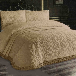 Ariete Casa Κουβερλί King Size 250x260εκ Microsatin Με Δαντέλα Μπεζ