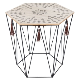 Τραπέζι σαλονιού Kumi pakoworld μωσαϊκό-μαύρο 39.5x38x44εκ
