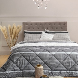 Amo la Casa Πάπλωμα Μονό 170x250 Microsatin Printed - Aria Ανθρακί Ριγέ