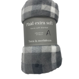 Amo la Casa Κουβέρτα Καναπέ 120160 Fleece Printed - Stampata Γκρι Καρώ