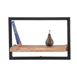 Lizard frame ράφι ακακία σε φυσικό χρώμα με μεταλλικό μαύρο πλαίσιο 50x25x35 εκ