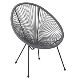 Acapulco πολυθρόνα από μέταλλο μαύρo με rattan γκρι 73x76x89 εκ