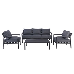 Riviera σετ σαλόνι κήπου με μαξιλάρια ανθρακί 184x76x75 εκ