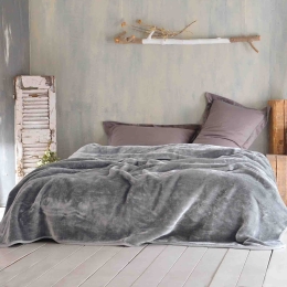 Velour γκρι κουβέρτα βελουτέ 160x220 εκ