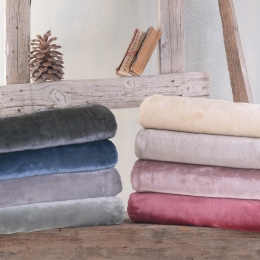 Velour μπλε βελουτέ κουβέρτα king size 240x260 εκ