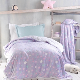 Starday μωβ παιδικό κουβερτοπάπλωμα flannel fleece που φωσφορίζει στο σκοτάδι 160x220 εκ