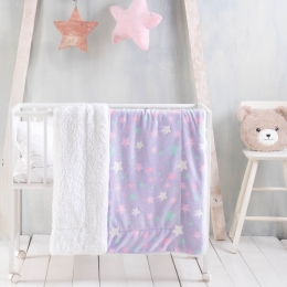Starday μωβ κουβερτοπάπλωμα κούνιας flannel fleece που φωσφορίζει στο σκοτάδι 110x140 εκ