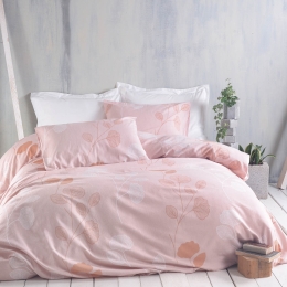 Morin ροζ σετ παπλωματοθήκη ημίδιπλο flannel 160x240 εκ