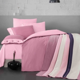 Olivia ροζ παπλωματοθήκη σετ τριών τεμαχίων 160x240 εκ