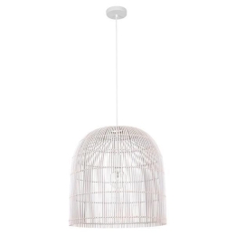 Φωτιστικό κρεμαστό μονόφωτο λευκό από rattan 50x50 εκ