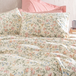 Betty φλοράλ βαμβακερή παπλωματοθήκη για υπέρδιπλο κρεβάτι και δύο μαξιλαροθήκες σετ 225x250 εκ