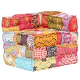 Κάθισμα πουφ αρθρωτό patchwork υφασμάτινο 70x70x69 εκ