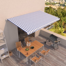 Τέντα Συρόμενη Χειροκίνητη Μπλε / Λευκό 500 x 350 εκ.