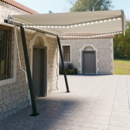 Τέντα συρόμενη χειροκίνητη με στύλους κρεμ 4,5 x 3 μ.
