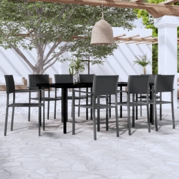 Σετ τραπεζαρίας κήπου 9 τεμαχίων μαύρο από ατσάλι