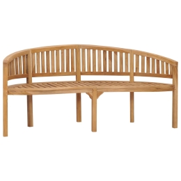 Παγκάκι με καμπυλωτή πλάτη από μασίφ ξύλο teak 180x52x86 εκ