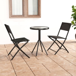 Σετ επίπλων bistrot τριών τεμαχίων μαύρο από ατσάλι