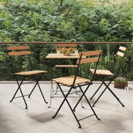 Καρέκλες bistro πτυσσόμενες σετ 4 τεμαχίων από μασίφ ξύλο teak και ατσάλι