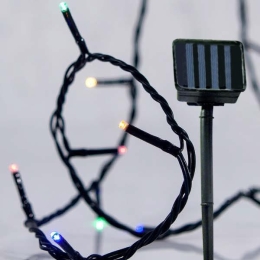 Solar 96 Led λαμπάκια με ηλιακό συλλέκτη σε πράσινο καλώδιο IP44 πολύχρωμο φως 10μ