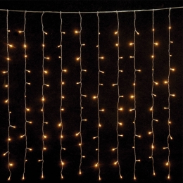 500 led flash κουρτίνα με διάφανο καλώδιο IP44  και θερμό λευκό φως 300x250 εκ