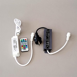 Μετασχηματιστής με synchronous RGBW led controller και τηλεχειριστήριο με προέκταση παροχής 2 μέτρα IP65