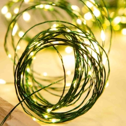 200 Led λαμπάκια αδιάβροχα με πράσινο καλώδιο χαλκού και θερμό λευκό φως 20μ
