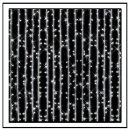 500 Led λαμπάκια κουρτίνα με διάφανο επεκτεινόμενο καλώδιο και λευκό ψυχρό φως 3x3μ