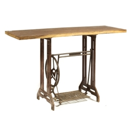 Κονσόλα από ξύλο teak με καφέ σιδερένια βάση 120x40x80 εκ