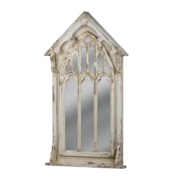 Καθρέπτης τοίχου ornate με μεταλλικό λευκό αντικέ πλαίσιο 69x123 εκ