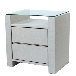 Seppeo ξύλινο μασίφ λευκό κομοδίνο 57x42x59 εκ